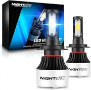 NIGHTEYE H7 Led Headlight Bulbs, 200% Super Bright H7 Led Chip 9000LM 72W 6500K Cool White, IP68 Waterproof Led Headlight Conversion Kit