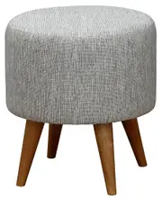 CT Fabric Upholstered Round Ottoman with Timber Legs