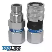 Topline Tl23 Silver Flat Face Hydraulic Quick Connect Couplers - FF-1212-1