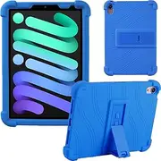 SeZhuoL for iPad Mini 7 Case (A17 Pro,2024), Shockproof Soft Silicone Tablet Cover with PC Stand for iPad Mini 7 8.3‘’Cover (Blue)