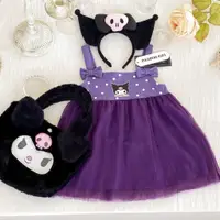 在飛比找蝦皮購物優惠-兒童夏款寶寶韓版女童紫色庫洛米卡通洋裝波點甜美網紗吊帶裙子