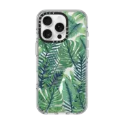 iPhone 16 Pro Clear Case MagSafe Compatible Green jungle floral on transparent background