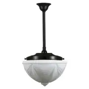 Empire Opal Matt 14&quot; Shade w 3/4&quot; x 1/2m Black Rod Pendant