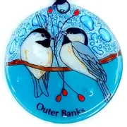 Outer Banks Chickadee Christmas Tree Ornament - Art Glass Light Catcher Gift