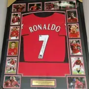 CRISTIANO RONALDO HAND SIGNED AND FRAMED MANCHESTER UNITED JERSEY