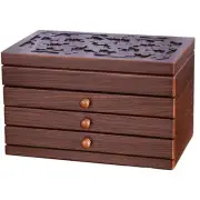 Wooden Jewelry Box, 4 Layer Wooden Jewelry Box for Women, Vintage Jewelry Org...