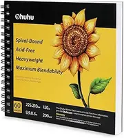 Marker Pads Art Sketchbook, Ohuhu 225 x 210 mm Portable Square Size, 120 LB/200 GSM Heavy Smooth Drawing Papers, 60 Sheets/120 Pages, Spiral Bound Sketch Book, Specially Designed for Alcohol Markers