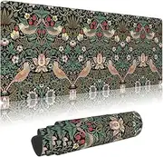 Wpshijia Mouse Pad William Morris Strawberry Thief Gaming Mouse Pad,XXL Large Mouse Pad,Desk Mat with Non Slip Rubber Base,Desk Mat for Keyboard and Mouse 11.8 X 31.5” Mousepad
