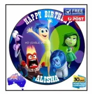 Inside Out Personalised Edible Icing Party Cake Decoration Topper Image round