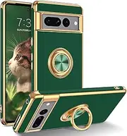 [ELEPIK] 6D-Stand Series for Google Pixel 7 Pro Case with Ring Holder Kickstand, [Military Grade Drop Protection] Slim Phone Case, 6.7 Inch, Green