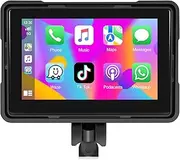Motorsi 5 Inch Portable Motorcycle Smart Player Radio with Carplay Android Auto 64G TF Card Touch Screen with Voice Control GPS Navigation for Motorcycle Support Bluetooth/Siri/Google Assistant/USB