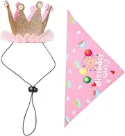 Happyyami 1 Set Adorable Dog Birthday Hat and Scarf Set Cute Pet Party Decoration for Dogs and Comfortable for Celebrating Special Occasions with Friends and Family