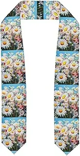 [SKKNT] Summer Floral Daisies Flower Print Graduation Shawl Stole For Academic Commencements Honor Sash Congratulations Gift