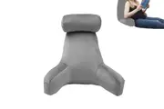 Reading Pillow Rest Back Support Pillow with Arms for Sitting in Bed-Grey(with a neck pillow)