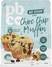 PBco Choc Chip Muffin Mix No Sugar Added 340g