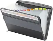 Stoepeoco 13 Pocket Expanding File Folder with Zipper Closure,Letter A4 Paper Document Accordion Folder Document Organizer Expanding Zip File Folder with Labels, Accordion File Folder