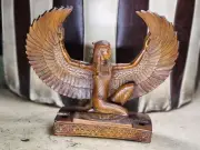 Winged Isis Ancient Egyptian Antique Statue Goddess Brown Stone Bazareg