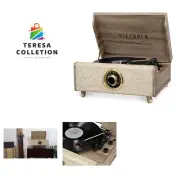 Highland 4-in-1 Bluetooth Record Player Farmhouse Walnut, 3-Speed Record Play...