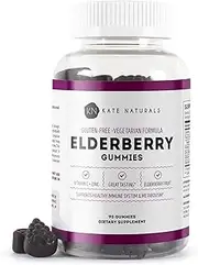 Elderberry Gummies for Adults & Kids (90 Gummies) - Kate Naturals. Perfect for Immune System Support & Metabolism. Has Vitamin C and Zinc. 1-Year Guarantee. Sambucus Nigra. Tasty Vitamin Alternative