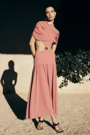 Georgina Chiffon Midi Dress - Burnt Rose