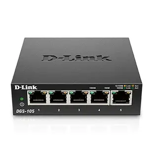 【D-Link 友訊】DGS-105 5埠 Gigabit 桌上型超高速乙太網路交換器