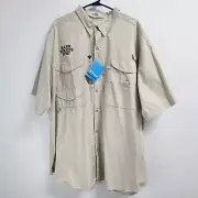 Columbia Shirt Men size 3X Beige PFG Performance Fishing Gear Bonehead