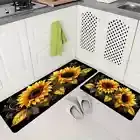 1pc Sunflower kitchen rug, non-slip machine washable flannel floor mat, suitable