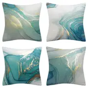 Luxury Cushion Covers Marble Texture Turquoise and Gold Silver Pillow Covers