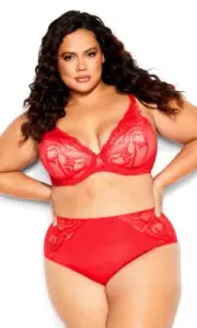 City Chic Ladies Keira Contour Underwire Bra sizes 16E 16G Colour Lipstick