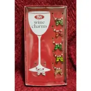 Boston Warehouse Wine Glass Markers Charms Cute Christmas Bow Set of 6 NEW