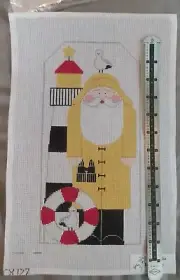 Kathy Schenkel Seaside Santa Needlepoint Hand Painted Canvas & Stitch Guide