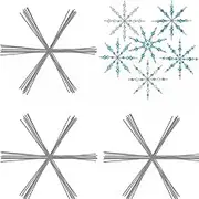 24Pcs Christmas Snowflake Wire Forms Metal Wire Beading Wire Xmas Bead Wire for DIY Jewelry Making Wrapping Party Winter Decorations Craft Supplies,6inch (Silver, 6inch)