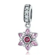 Silver plating Pendant Pink Spring Flower Pink Charm Fit Charm Bracelet & Necklace Jewelry