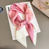 在飛比找ETMall東森購物網優惠-溫柔粉色花朵絲巾女百搭西裝領巾裝飾襯衣小方巾女薄款圍巾頭巾