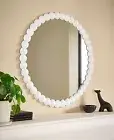 White Round Bobbin Edge Wall Mirror Home Decor