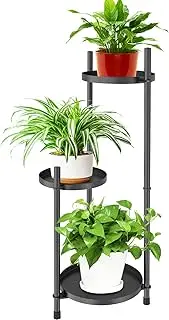 KHayRovies 3 Tier Plant Stand Indoor Tall, Black Metal Corner Plant Stands for Indoor Multiple Plants, Flower Pot Stands Outdoor Holders Plant Shelf Display Rack for Garden Balcony Patio Living Room