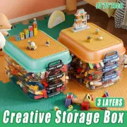 3 Layer Stackable Storage Box for Building Blocks Kids Toys Organizer Container