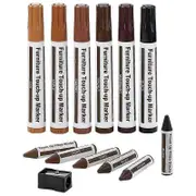 Furniture Repair Kit Wood Markers - Set of 13 - Markers and Wax Sticks with Sharpener Kit, for Scratches, Wood Floors As Shown