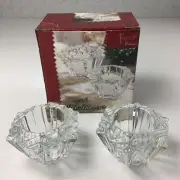 Home Trends Holiday Snowflake Crystal Tea Light Candle Holder Set of 2