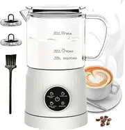 [Casimhu] 4-in-1 Milk Frother, Electric Milk Frother and Steamer with LED Touch Screen, Non-stick Bottom, Milk Warmer 13.52oz for Lattes, Cappuccinos, and Macchiatos at Home, White
