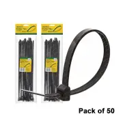 Tridon Black Cable Ties UV Stabilised 5mm x 300mm Nylon Pack of 50