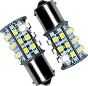 HQRP 2-Pack BA15s Bayonet Base 30 LEDs SMD 3528 LED Bulb Warm White for #1141, #1156 Jayco RV Interior/Porch Lights Replacement + HQRP UV Meter