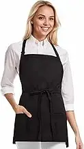 YZEOKAC Men's Chef Apron and Women's Server Apron with 3 Pockets, Kitchen Cooking Grilling Black Aprons, Unisex, Black