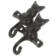 2pcs European Classical Cast Iron Cat Hook Wall Mount Decorative Coat Single