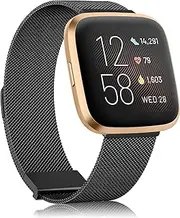 [AK] Armband Kompatibel mit Fitbit Versa 2/Fitbit Versa/Fitbit Versa Lite Armband, Edelstahl Metall Ersatzarmband mit Verbesserter Magnet für Damen Herren