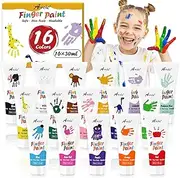 AROIC 16-Color Washable Finger Paint, Non-Toxic, Water-Based, Kids Art Supplies, Hand Painting, DIY Crafts