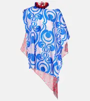 [Dries Van Noten] Dries Van Noten Embellished printed silk-blend blouse AU 10 multicoloured