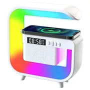 4 in 1 Wireless Charger Bluetooth Smart Audio Speaker Desk Lamp LED Night Light Alarm Clock Home Decor