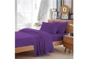 Double Size Purple Color Poly Cotton Fitted Sheet Flat Sheet Pillowcase Sheet Set
