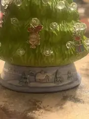 Small Ceramic Hand Made Grinch Tree , 6 In LED battery light